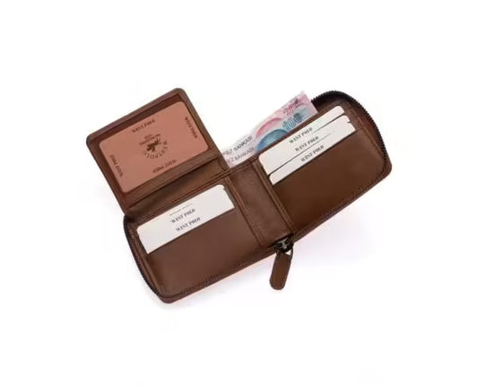 Westpolo Tiger Unisex Genuine Tumbled Leather Wallet Card Holder With Abundant Credit Card Compartment (2743)