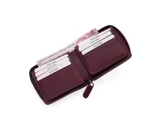 Westpolo Tiger Unisex Genuine Tumbled Leather Wallet Card Holder With Abundant Credit Card Compartment (2743)