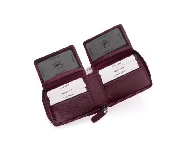 Westpolo Tiger Unisex Genuine Tumbled Leather Wallet Card Holder With Abundant Credit Card Compartment (2743)