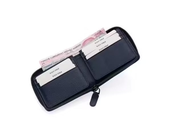 Westpolo Tiger Unisex Genuine Tumbled Leather Wallet Card Holder With Abundant Credit Card Compartment (2743)