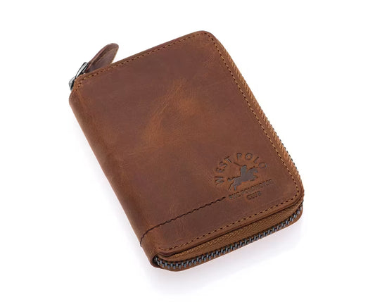 Westpolo Vega Zippered Unisex Genuine Leather Wallet (1695C)
