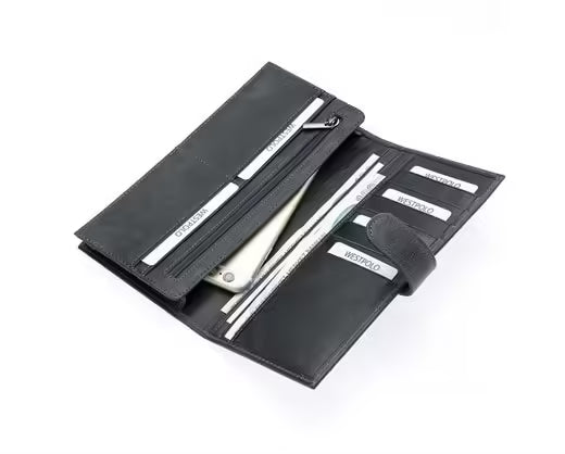 Westpolo Wizard Genuine Antique Leather Phone Compartment Unisex Flip Wallet (877PC)