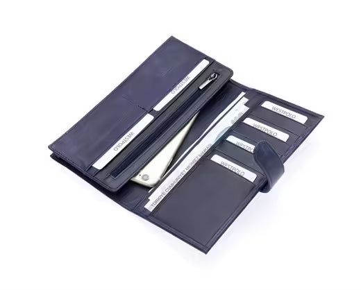Portefeuille unisexe à rabat Westpolo Wizard en cuir véritable antique avec compartiment pour téléphone (877PC) 