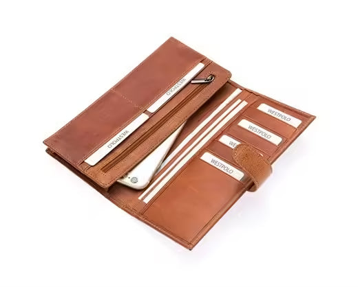 Portefeuille unisexe à rabat Westpolo Wizard en cuir véritable antique avec compartiment pour téléphone (877PC) 