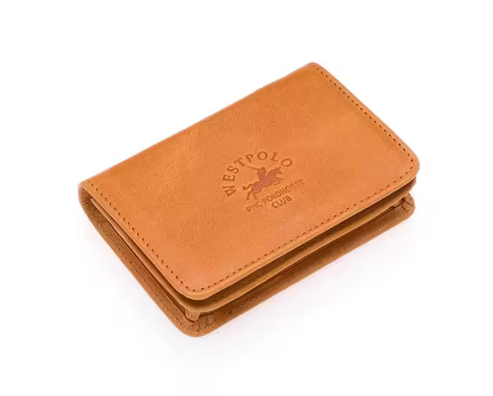 Porte-cartes unisexe Westpolo Woody Crazy Tumbled en cuir véritable (1024)