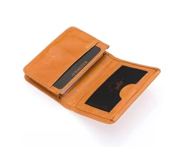 Porte-cartes unisexe Westpolo Woody Crazy Tumbled en cuir véritable (1024)