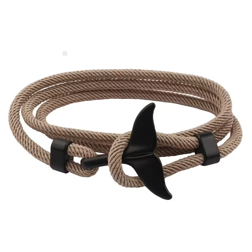 Bracelet unisexe en corde viking à queue de baleine (EGBT266)