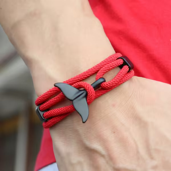 Bracelet unisexe en corde viking à queue de baleine (EGBT266)