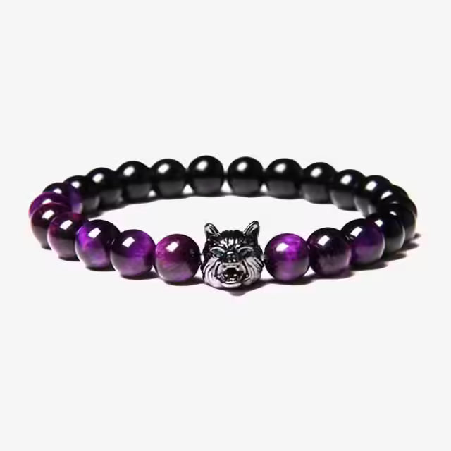 Bracelet unisexe en perles mates en forme de loup (EGBT182)