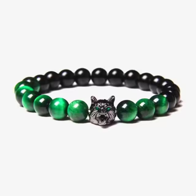 Bracelet unisexe en perles mates en forme de loup (EGBT182)