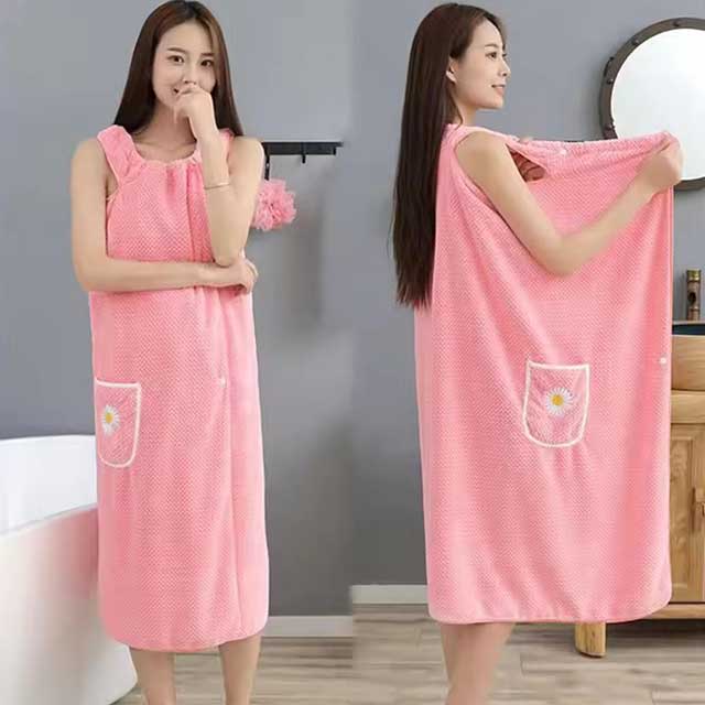 Women's Shower Wrap Towel Lightweight Bathrobe with Pocket – Soft Bath Linen Body Wrap for SPA, Hotel, Gym & Bathroom