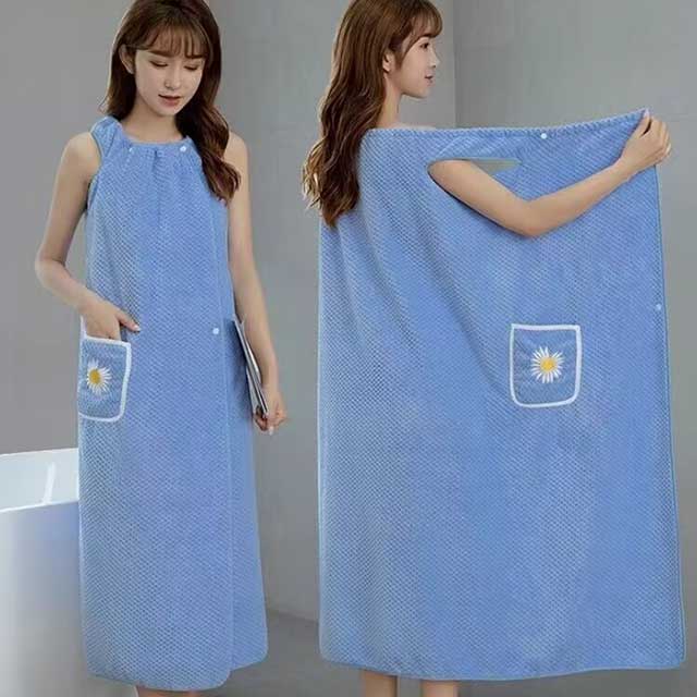 Women's Shower Wrap Towel Lightweight Bathrobe with Pocket – Soft Bath Linen Body Wrap for SPA, Hotel, Gym & Bathroom