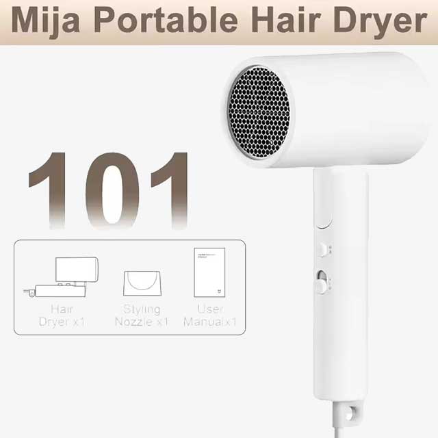XIAOMI MIJIA Portable Anion Hair Dryer H101 - 1600W Quick Drying, Professional Foldable Design, 50 Million Negative Ions for Home & Travel Hair Care