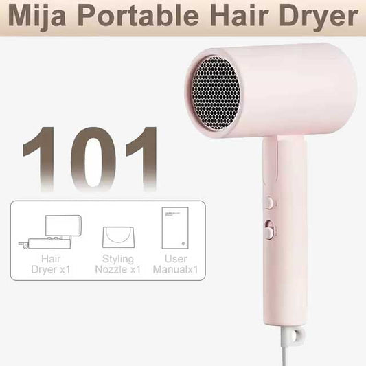 XIAOMI MIJIA Portable Anion Hair Dryer H101 - 1600W Quick Drying, Professional Foldable Design, 50 Million Negative Ions for Home & Travel Hair Care