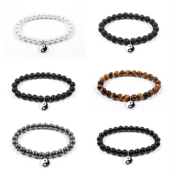 Bracelet de perles signe Yin Yang (EGBT006)