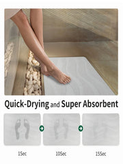 Stone Bath Mat with Wave Pattern – Quick-Dry Non-Slip Bathroom Floor Mat | 23.6 × 15.4 Inches