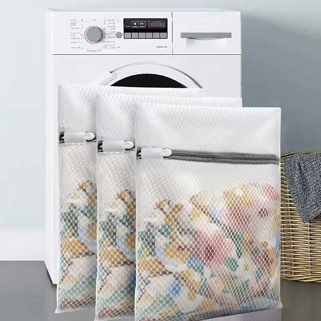 3Pcs Zippered Mesh Laundry Bags - Coarse Net Polyester Laundry Wash Bags for Washing Machines & Bra Protection