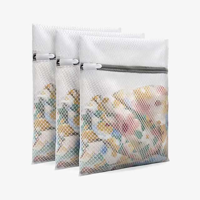 3Pcs Zippered Mesh Laundry Bags - Coarse Net Polyester Laundry Wash Bags for Washing Machines & Bra Protection