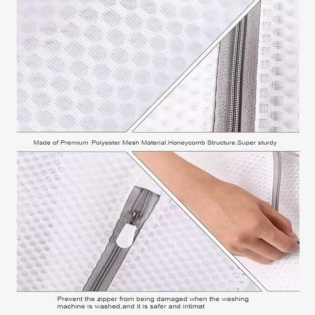 3Pcs Zippered Mesh Laundry Bags - Coarse Net Polyester Laundry Wash Bags for Washing Machines & Bra Protection