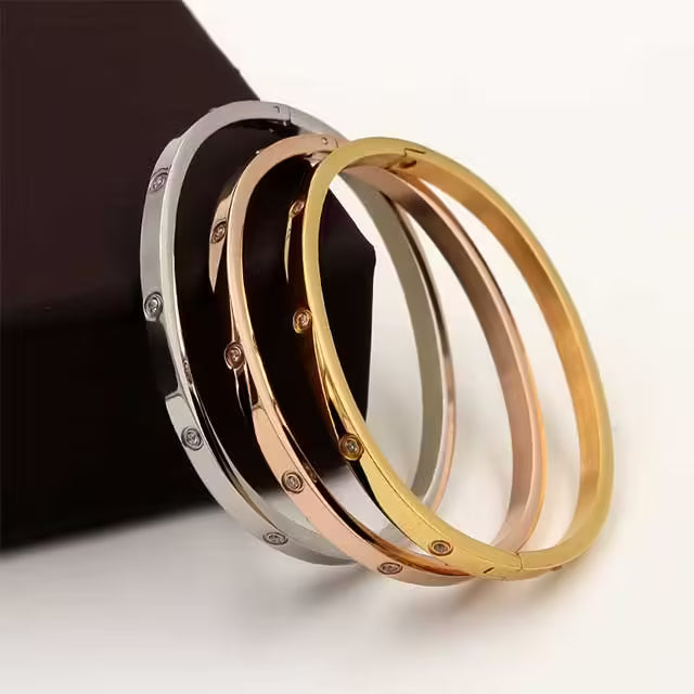 Zircon Dots Women Stainless Steel Bracelet (EGBT371)