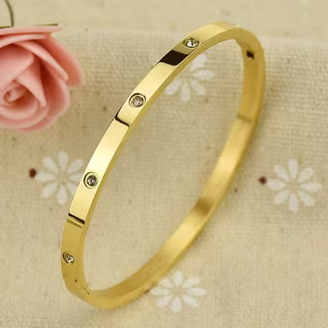 Zircon Dots Women Stainless Steel Bracelet (EGBT371)