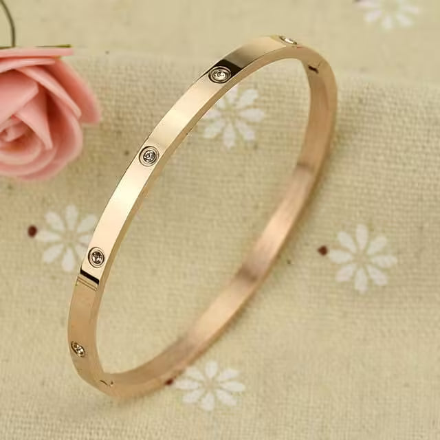 Zircon Dots Women Stainless Steel Bracelet (EGBT371)