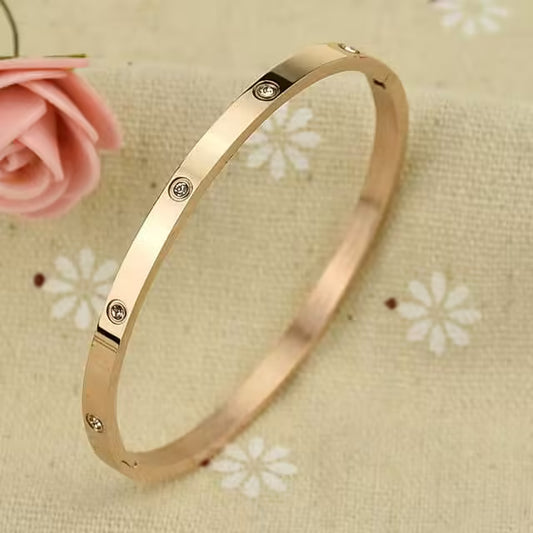 Zircon Dots Women Stainless Steel Bracelet (EGBT371)