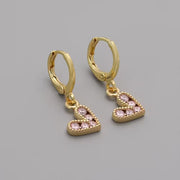 Boucles d'oreilles femme en forme de cœur avec zircon