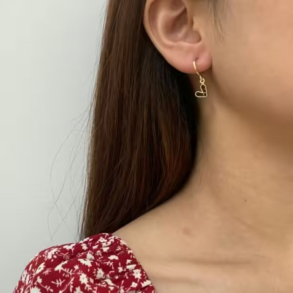 Boucles d'oreilles femme en forme de cœur avec zircon