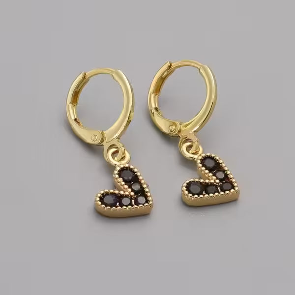 Boucles d'oreilles femme en forme de cœur avec zircon