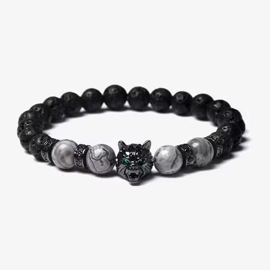 Zircon Wolf Unisex Beads Bracelet (EGBT107)