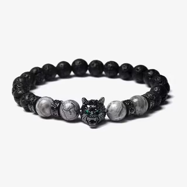 Bracelet unisexe en perles de zircon loup (EGBT107)