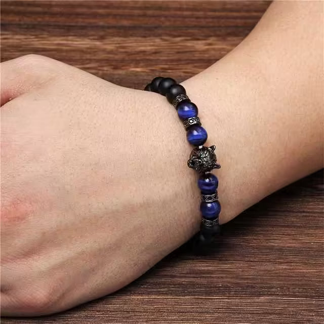 Bracelet unisexe en perles de zircon loup (EGBT107)