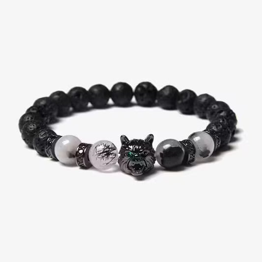 Zircon Wolf Unisex Beads Bracelet (EGBT107)