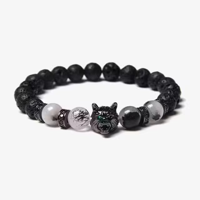 Bracelet unisexe en perles de zircon loup (EGBT107)