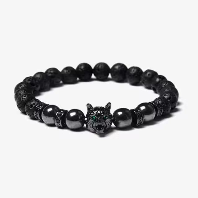 Bracelet unisexe en perles de zircon loup (EGBT107)