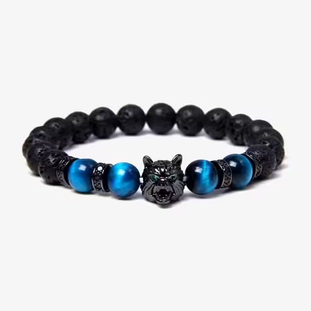Bracelet unisexe en perles de zircon loup (EGBT107)
