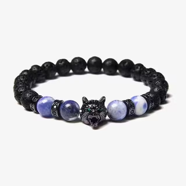 Bracelet unisexe en perles de zircon loup (EGBT107)