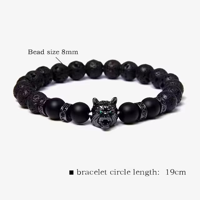 Bracelet unisexe en perles de zircon loup (EGBT107)