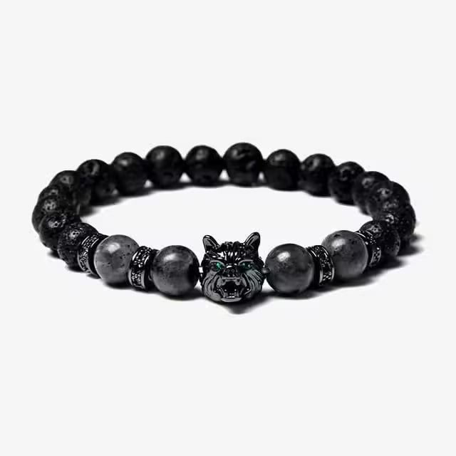 Bracelet unisexe en perles de zircon loup (EGBT107)