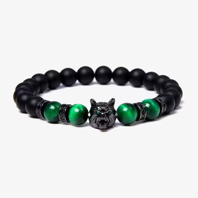 Bracelet unisexe en perles de zircon loup (EGBT107)