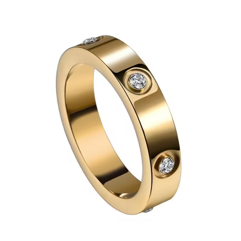 Bague femme en acier inoxydable avec zircon (EGR051)