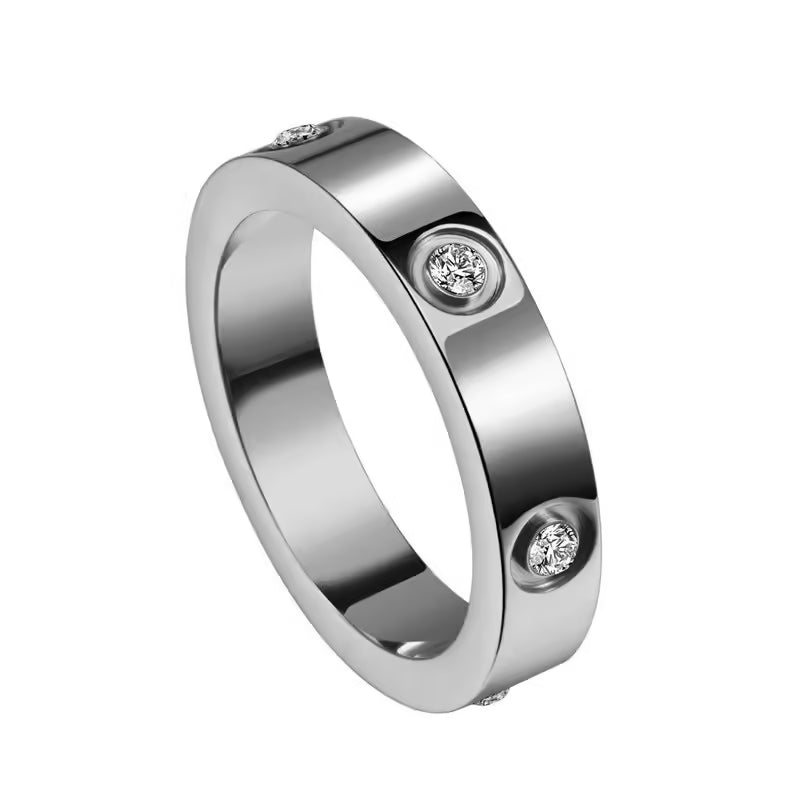 Bague femme en acier inoxydable avec zircon (EGR051)