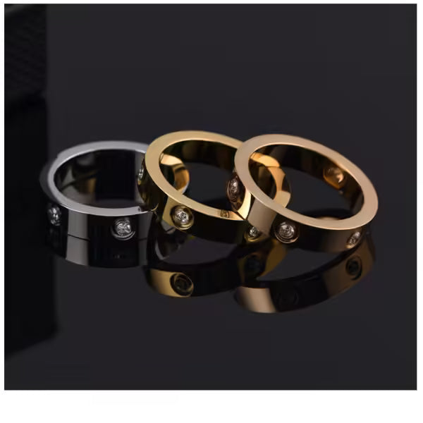 Bague femme en acier inoxydable avec zircon (EGR051)