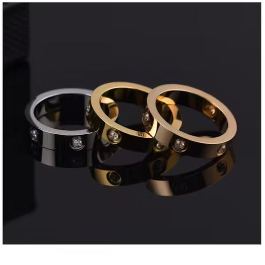 Bague femme en acier inoxydable avec zircon (EGR051)