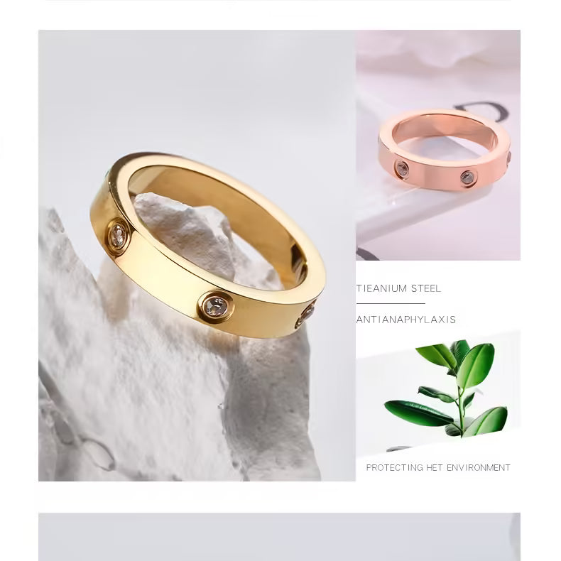 Bague femme en acier inoxydable avec zircon (EGR051)