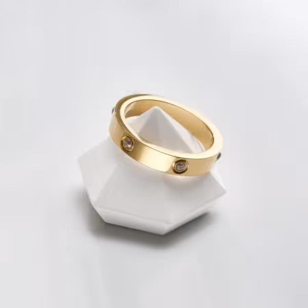 Bague femme en acier inoxydable avec zircon (EGR051)