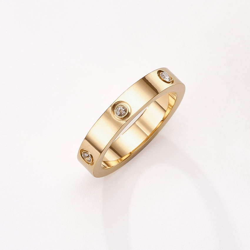 Bague femme en acier inoxydable avec zircon (EGR051)