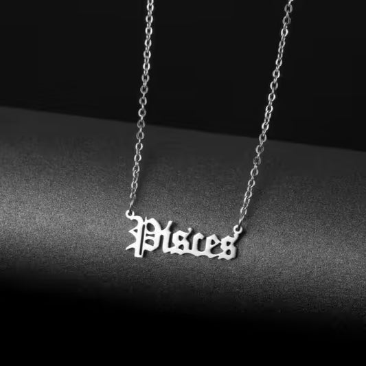 Collier unisexe en acier inoxydable avec pendentif signe du zodiaque (EGN084)