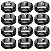 Bague unisexe Zodiac en acier inoxydable noir (EGR028) 